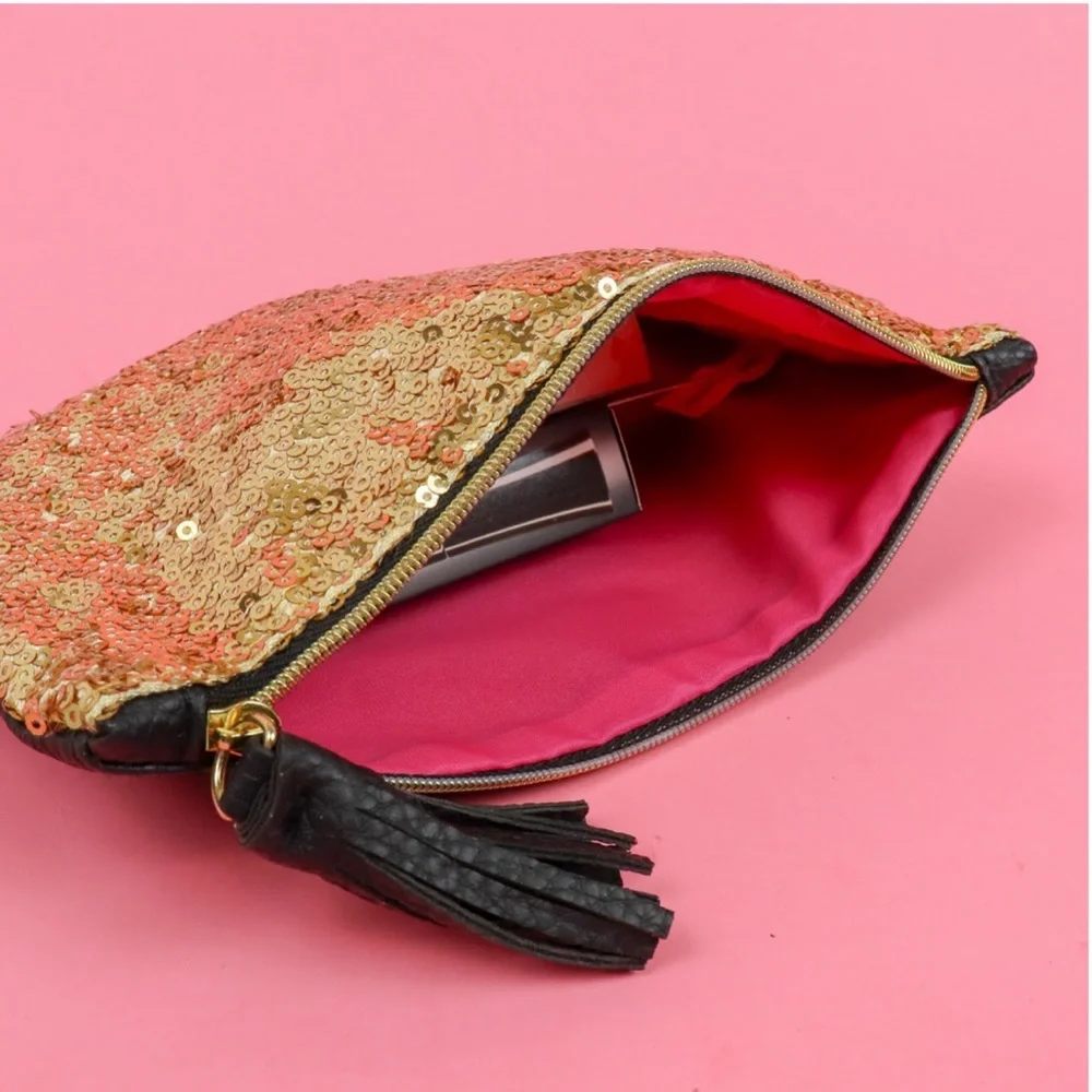 IPSY Gold Sequin Covered Glam Clutch Bag